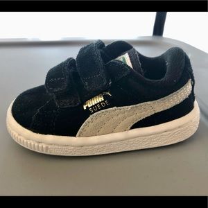 Puma Suede Velcro Strap Infant Black Sneakers
